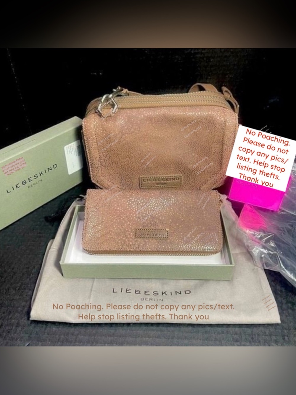 BNWT LIEBESKIND 4 Compartment Crossbody  and Matching Wallet RARE SET